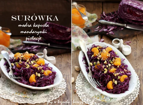 Surówka z czerwonej kapusty, mandarynek i pistacji