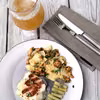 Halibut z witbierem i ziołowe łazanki z kurkami