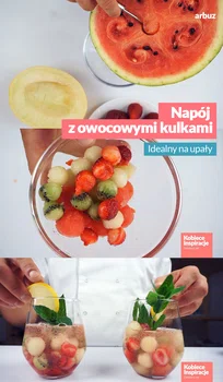 Napój z owocowymi kulkami