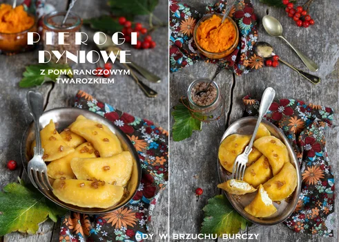 Pierogi dyniowe z pomarańczowym twarożkiem