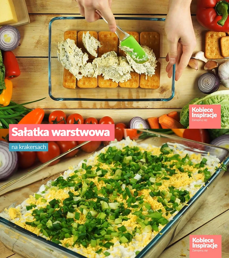 Sałatka warstwowa na krakersach