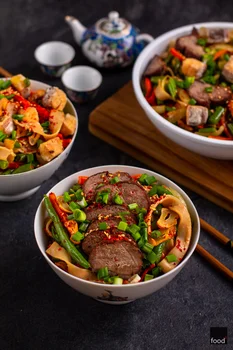 Sitr-fry z fasolką szparagową i sosem hoisin oraz tofu lub kaczką - food²