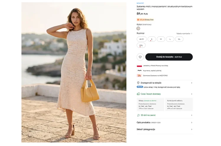 Zdjęcie Ta sukienka z Sinsay za 59 zł to pewniak na Komunię i Chrzciny! Strukturalny kwiatowy wzór i kolor dodają szyku #1