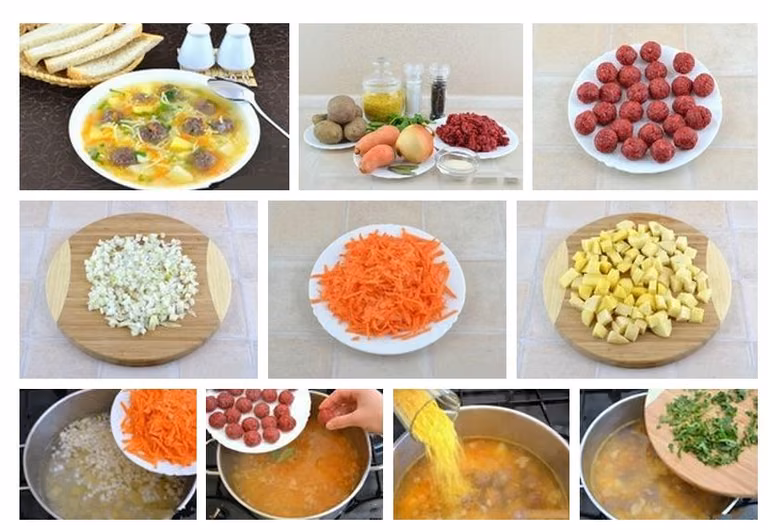 Zupa z mięsnymi pulpetami