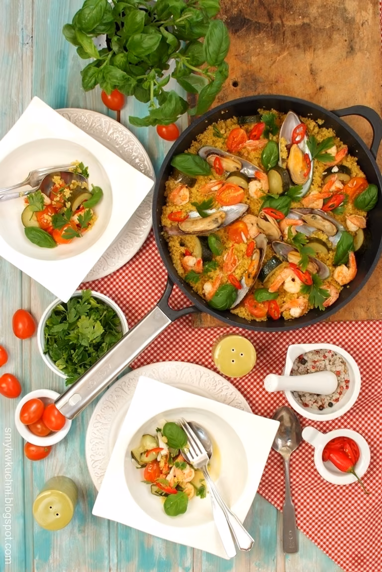 PAELLA Z QUINONĄ, MAŁŻAMI I KREWETKAMI!