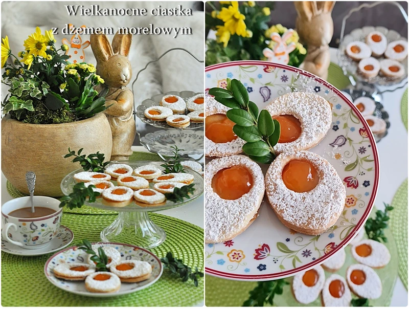 Ciastka jajka sadzone. Wielkanocne ciasteczka z dżemem morelowym.