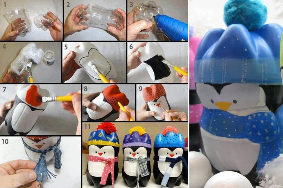 Pingwinki z plastikowych butelek