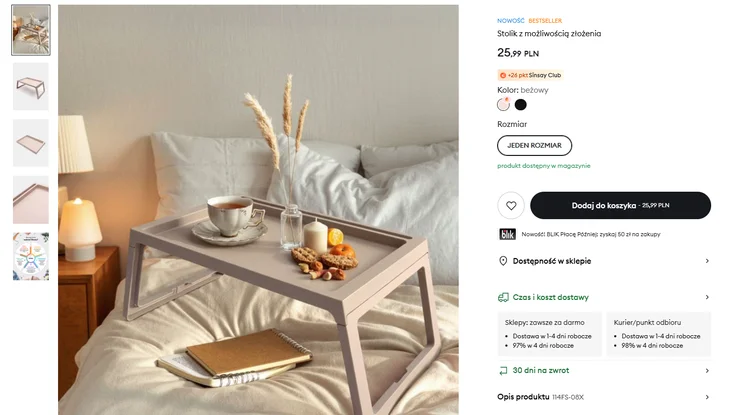 Zdjęcie Bestseller za 25,99 zł! Składany stolik z Sinsay podbija sypialnie i poranki w łóżku! #1