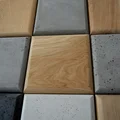 Panele kwadratowe ścienne z betonu architektonicznego i drewna 3D