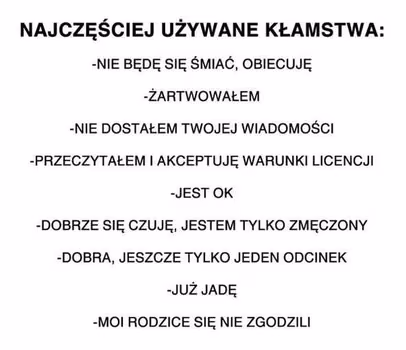 Najczęściej używane kłamstwa