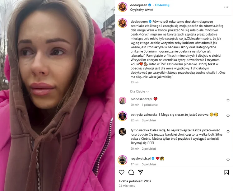 Zdjęcie Doda pierwszy raz opowiedziała o swoim nowotworze! Piosenkarka opublikowała nagranie ze łzami w oczach #1