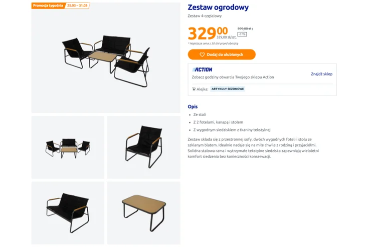 Zdjęcie Zestaw mebli z Action na ogród lub taras to HIT klientów! Solidny i na każdą pogodę - 4 elementy za 329 zł to szok #1
