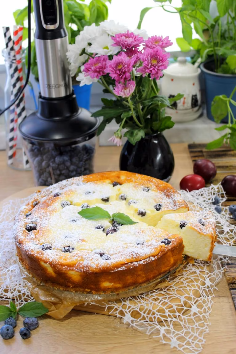 Sernik z borówkami i test blender ręcznego Zeegma Handy Chef | Słodkie okruszki