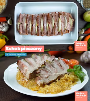 Schab pieczony na kiszonej kapuście