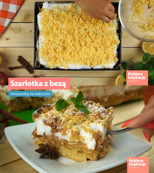 Szarlotka z bezą i kruszonką na wierzchu