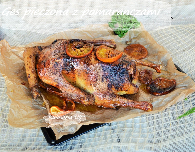 Ges pieczona z pmaranczami