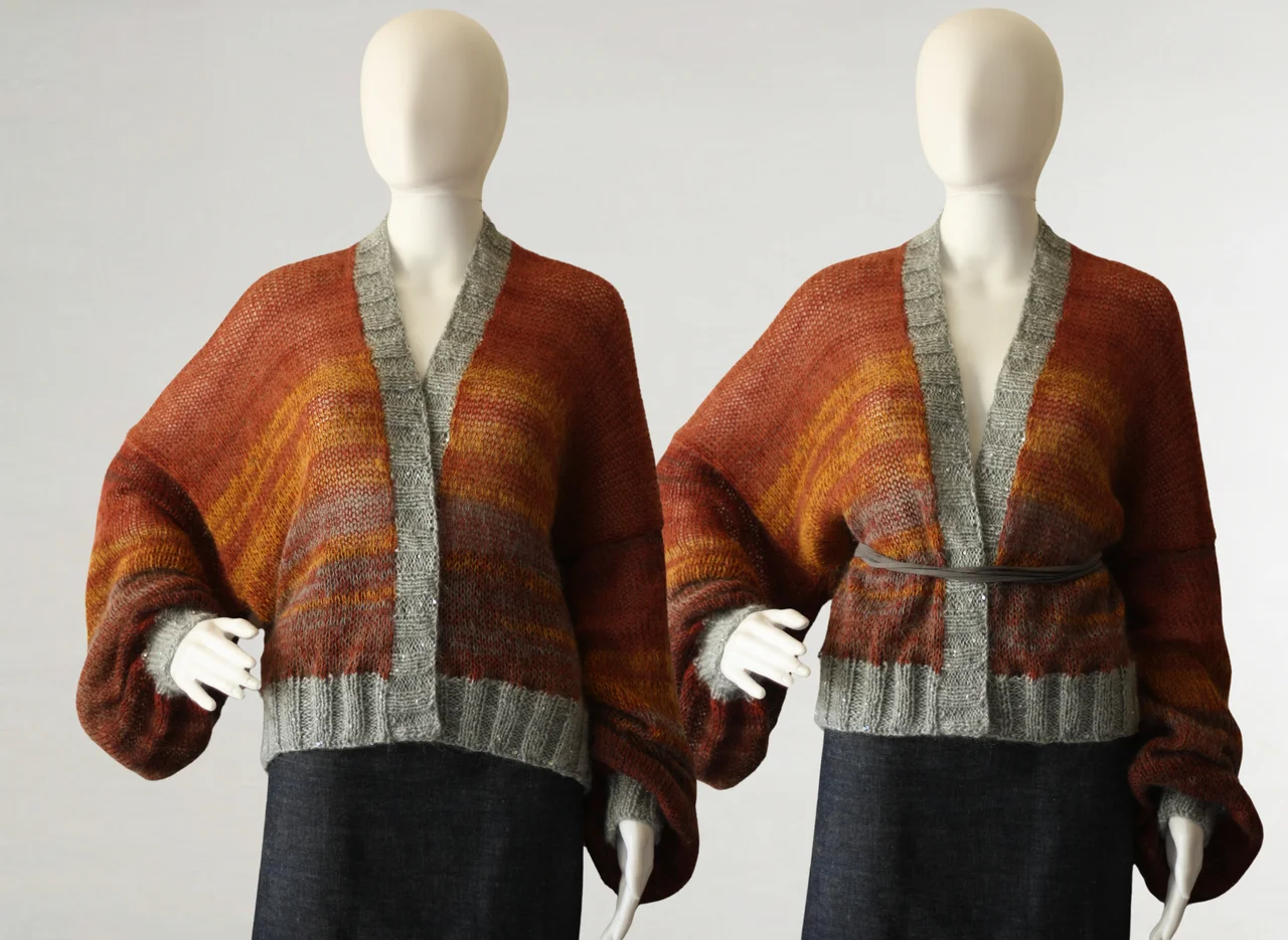 Melanżowy kardigan z połączenia Kid Mohair Missisipi i merino superwash