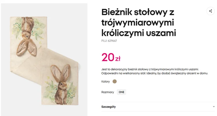 Zdjęcie Ten bieżnik z Pepco za 20 zł to hit wielkanocnego stołu! Stonowany, ale puszyste uszka 3D robią robotę - goście będą pod wrażeniem #1