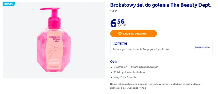 Zdjęcie Brokatowy żel do golenia z Action za 6 zł robi cuda z nogami! Gładka i błyszcząca skóra jak po zabiegu w spa #1