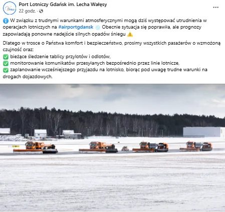 Zdjęcie Popularne polskie lotnisko odwołało i przekierowało już 14 lotów! Prognozy na kolejne dni nie są optymistyczne #1