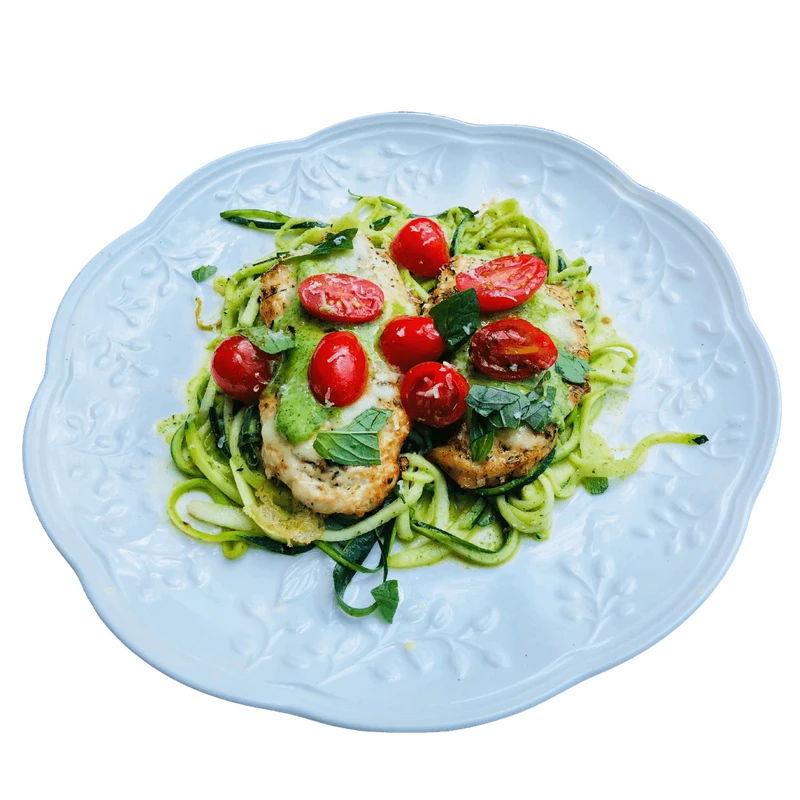 Kurczak margherita na spaghetti z cukini