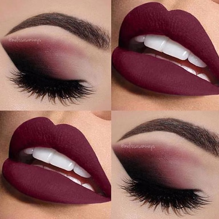 Bordowy make up