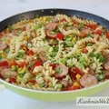 Makaron zasmażany z kiełbasą