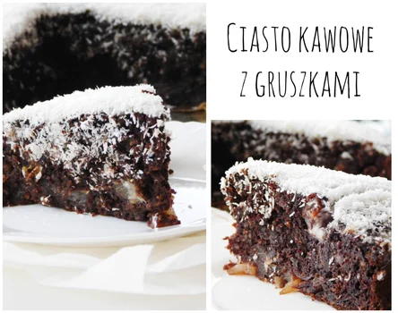 Ciasto kawowe z gruszkami i polewą kokosową