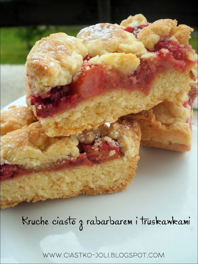 Kruche ciasto z masą rabarbarowo - truskawkową