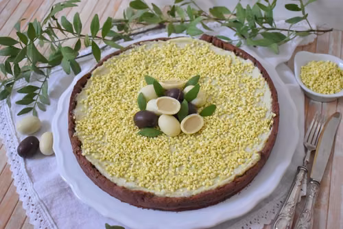 Krucha tarta z kremem pistacjowym