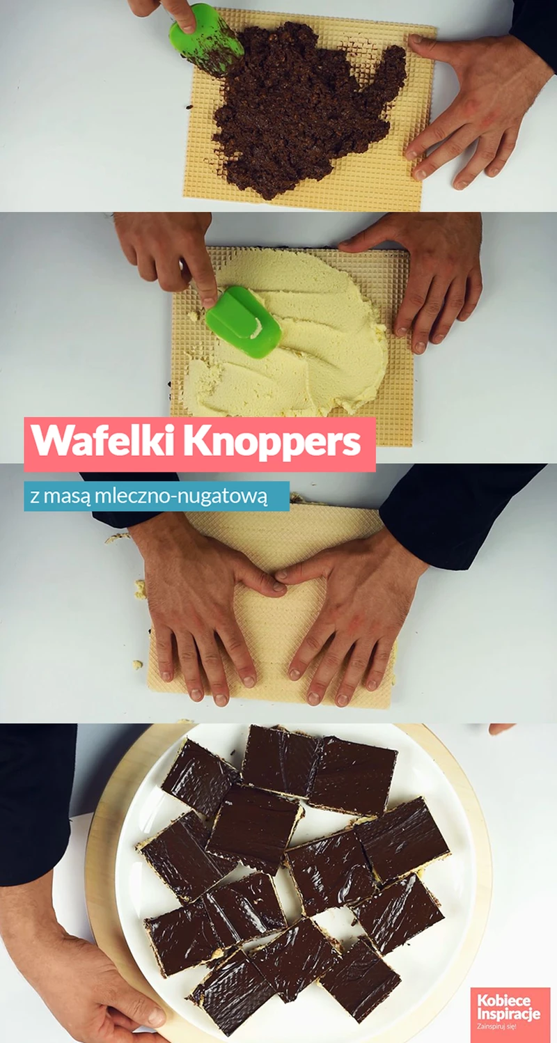 Wafelki Knoppers z masą mleczno-nugatową