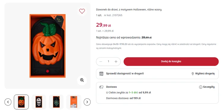 Zdjęcie Ten dzwonek do drzwi z Rossmanna to hit na Halloween! Motyw dyni i nie tylko - za 29,99 zł zrobi niezłe show #1