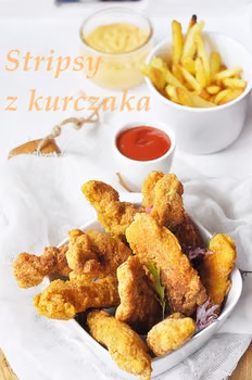 Kurczak w panierce kukurydzianej. Stripsy z kurczaka