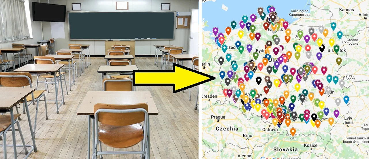 Mapa zamkniętych w szkół w CAŁEJ POLSCE! - strajk nauczycieli. [AKTUALIZACJA]