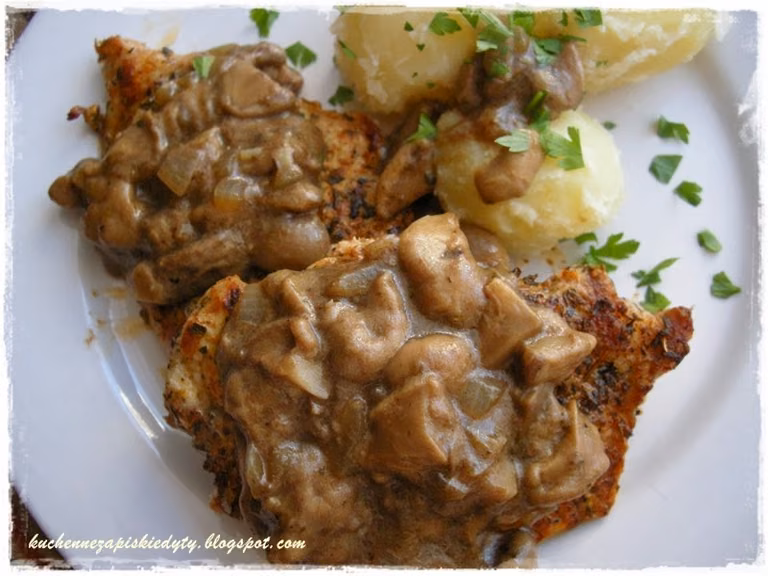 Grillowany schab z grzybami