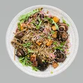 Makaron z pieczonymi pieczarkami i tofu