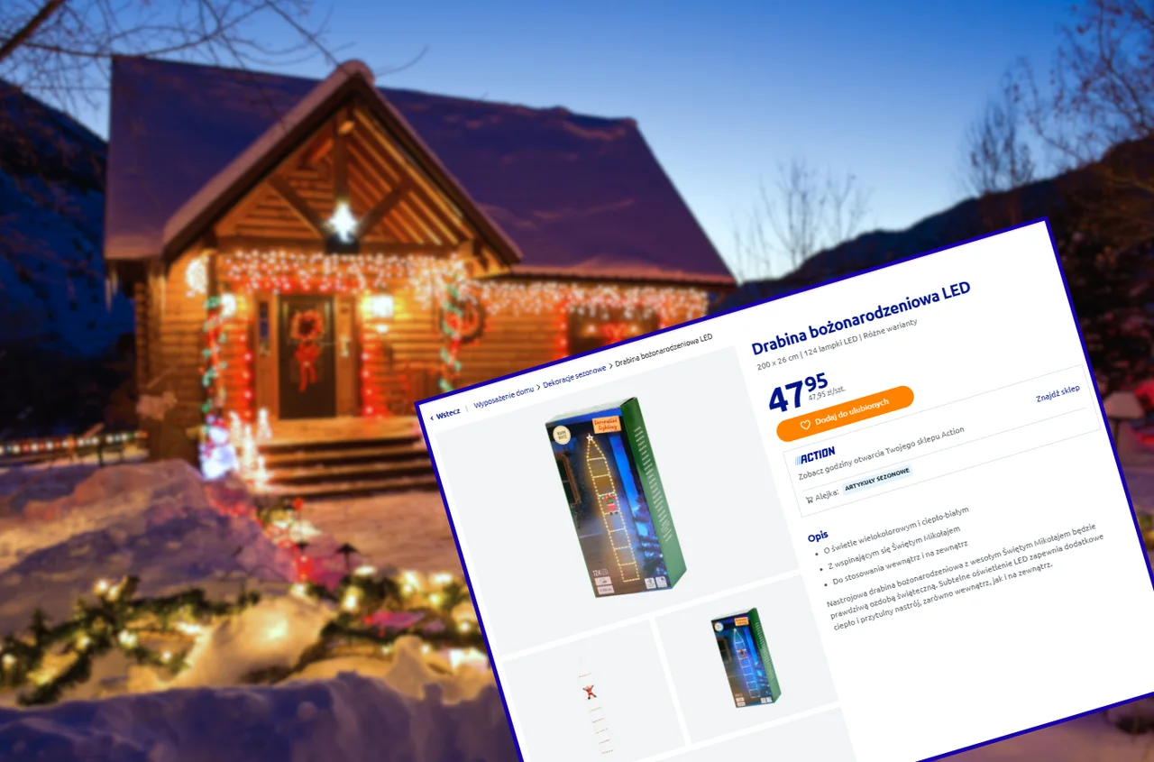 Ta drabinka LED z Action za 48 zł bije rekordy popularności! Do środka i na zewnątrz, dom na święta z efektem wow!