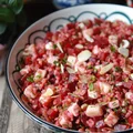 Kasza bulgur z pieczonymi burakami i serem korycińskim