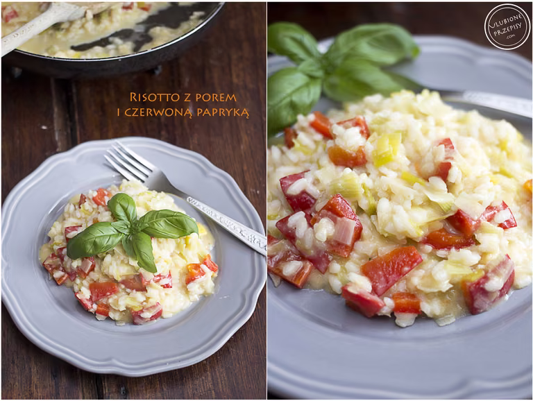 Risotto z porem i czerwoną papryką