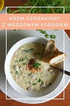 Krem czosnkowy z wędzonym łososiem