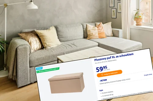 Ten pluszowy puf XL ze schowkiem z Action za 59,95 zł to hit do każdego wnętrza! Praktyczny, składany i stylowy