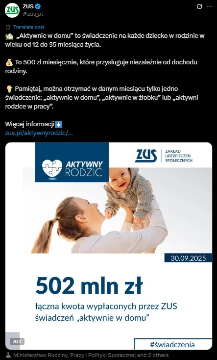 Zdjęcie Oprócz 800 plus DODATKOWE 500 zł na dziecko bez względu na dochód rodziny! ZUS wydał komunikat z przypomnieniem #1