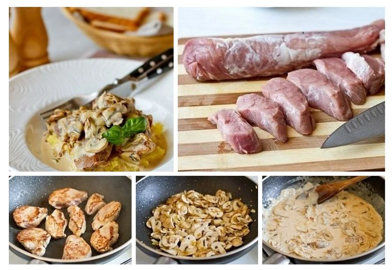 Polędwiczki wieprzowe z pieczarkami