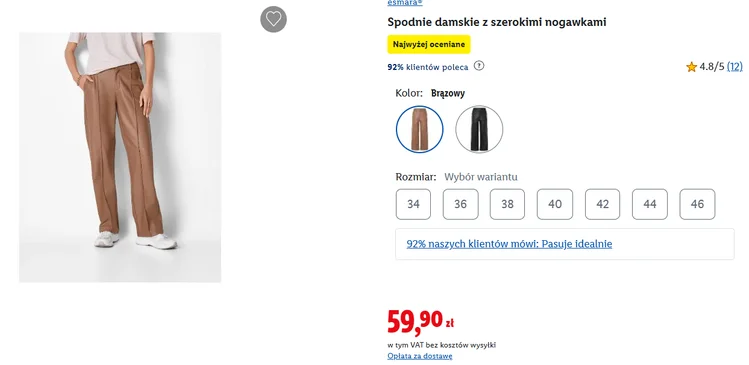 Zdjęcie Te spodnie z Lidla za 59 zł robi furorę! Imitacja skóry, szerokie nogawki i wysoki stan - bosko wydłużają i modelują talię #1