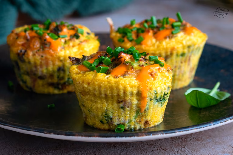 Muffiny jajeczne z szynką i brokułem