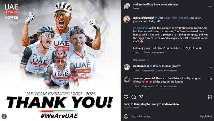 Zdjęcie Legenda polskiego kolarstwa kończy karierę! Tak wyglądał ostatni start Rafała Majki #1