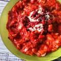 Zupa krem z pomidorów ze spaghetti naleśnikowym