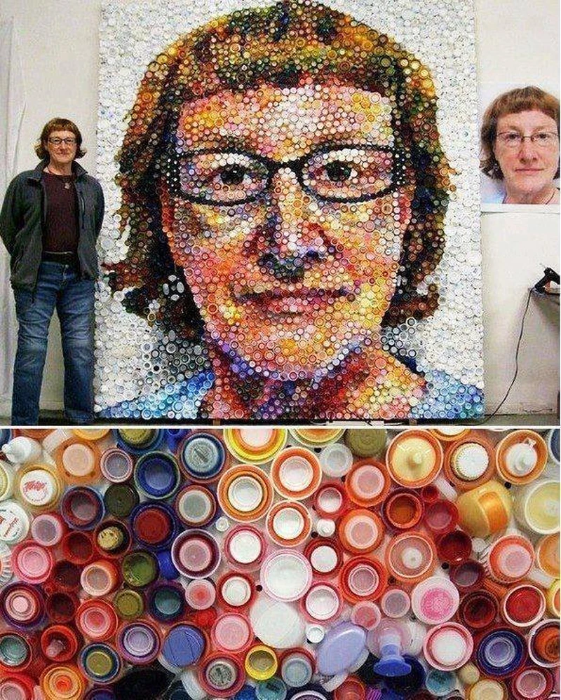 Niewiarygodny portret z nakrętek
