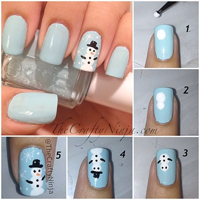Zimowy manicure! Bałwanek