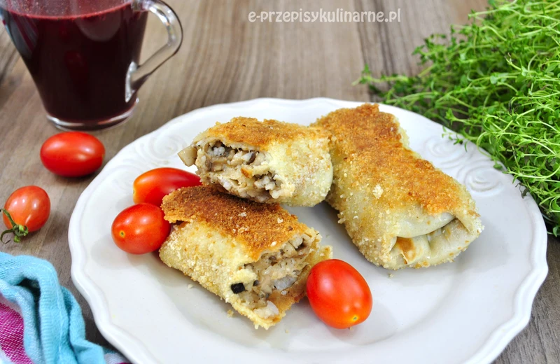 KROKIETY Z RYŻEM I PIECZARKAMI